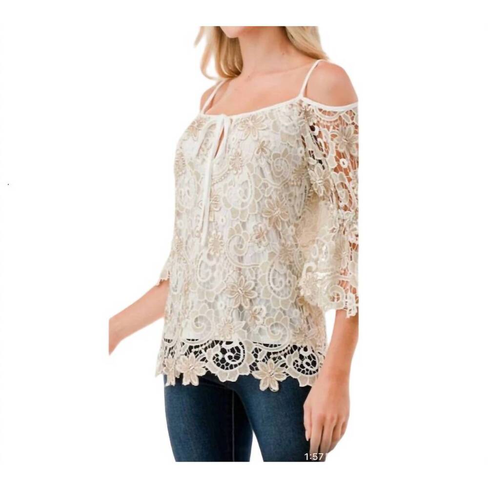 NEW VAVA fleurette ivory lace top in beige